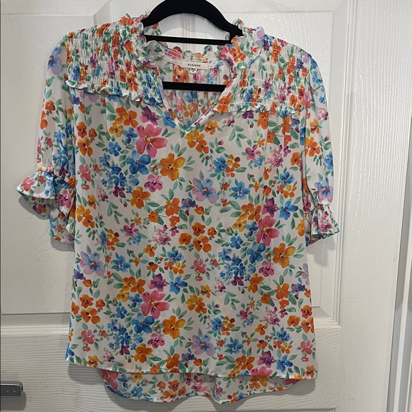Pleione Tops - Pleione Multicolor Floral Blouse